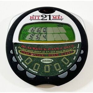 Hit Me 21 Radica Handheld Electronic Travel Blackjack Motion Sensor Felt Top